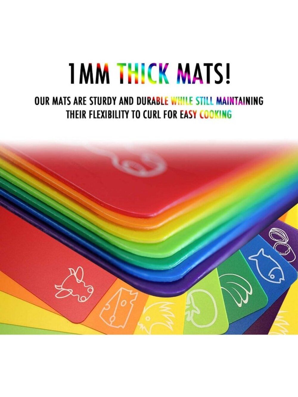 Flexible Plastic Cutting Board Mats Set of 7 - BPA-Free, Non-Porous, Anti-Skid - Picture 4 of 7